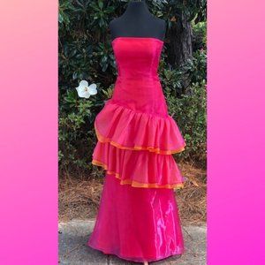 Custom Made Organza Strapless Floor Length Gown
